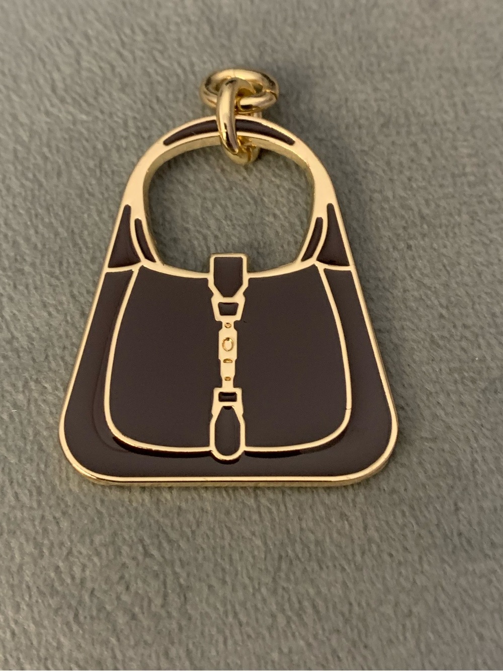 Upcycled Gold-Trim and Brown/Dark Maroon Enamel Bag Charm Pendant